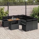 Garden Sofa Set 9 pcs Black Poly rattan