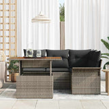 Garden Sofa Set with Storage 5 pcs Grey Poly rattan