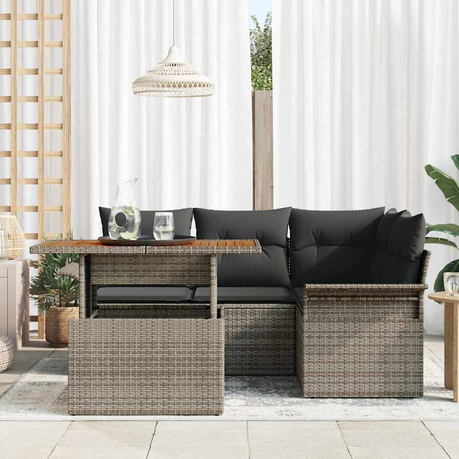 Garden Sofa Set 5 pcs Grey Poly rattan
