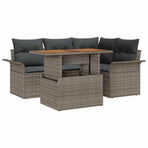 Garden Sofa Set 5 pcs Grey Poly rattan