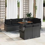 Garden Sofa Set with Storage 9 pcs Black Poly rattan