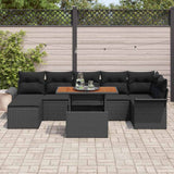Garden Sofa Set with Storage 8 pcs Black Poly rattan - Side View