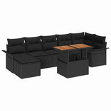 Garden Sofa Set with Storage 8 pcs Black Poly rattan - Front View