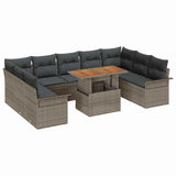 Garden Sofa Set with Storage 10 pcs Grey Poly rattan - Front View