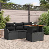 Garden Sofa Set with Storage 5 pcs Black Poly Rattan