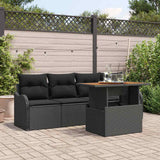 Garden Sofa Set with Storage 5 pcs Black Poly rattan
