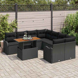 Garden Sofa Set with Storage 9 pcs Black Poly rattan - Side View