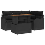 Garden Sofa Set 5 pcs Black Poly rattan