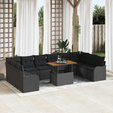 Garden Sofa Set with Storage 11 pcs Black Poly rattan