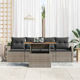 Garden Sofa Set with Storage 5 pcs Grey Poly rattan - Side View