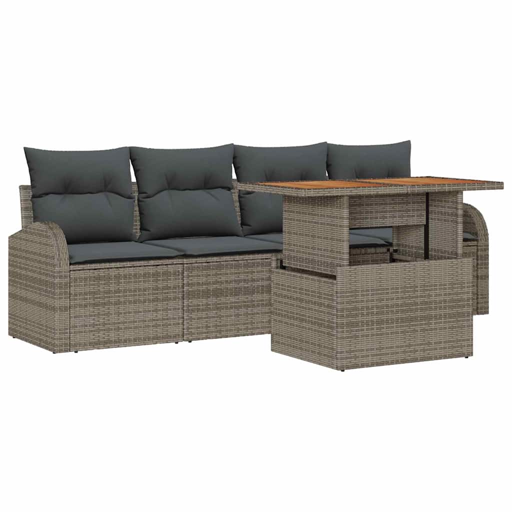 Garden Sofa Set 5 pcs Grey Poly rattan