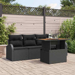 Garden Sofa Set 5 pcs Black Poly rattan