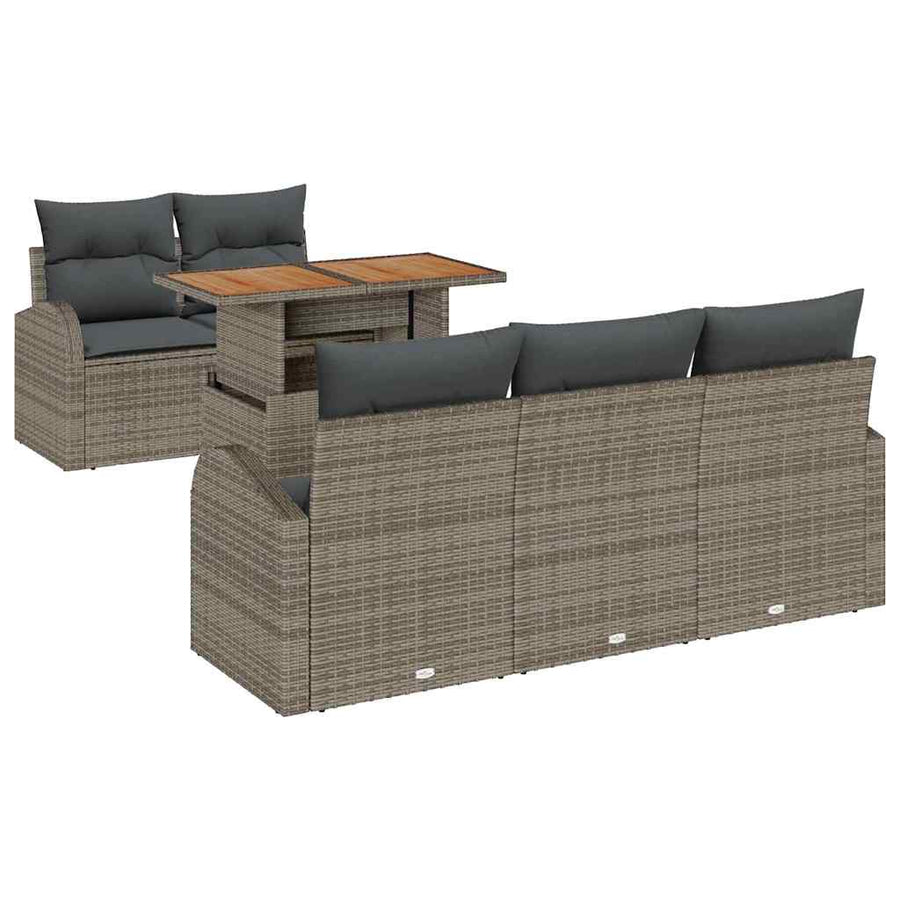 Garden Sofa Set 6 pcs Grey Poly rattan