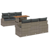 Garden Sofa Set with Storage 7 pcs Grey Poly rattan