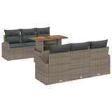 Garden Sofa Set with Storage 7 pcs Grey Poly rattan - Front View