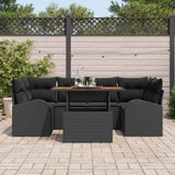 Garden Sofa Set with Storage 7 pcs Black Poly rattan - Side View