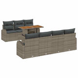 Garden Sofa Set with Storage 8 pcs Grey Poly rattan