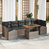Garden Sofa Set with Storage 8 pcs Grey Poly rattan