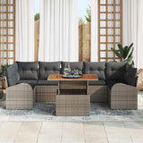 Garden Sofa Set with Storage 8 pcs Grey Poly rattan - Side View