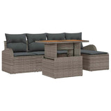 Garden Sofa Set with Storage 6 pcs Grey Poly rattan - Front View