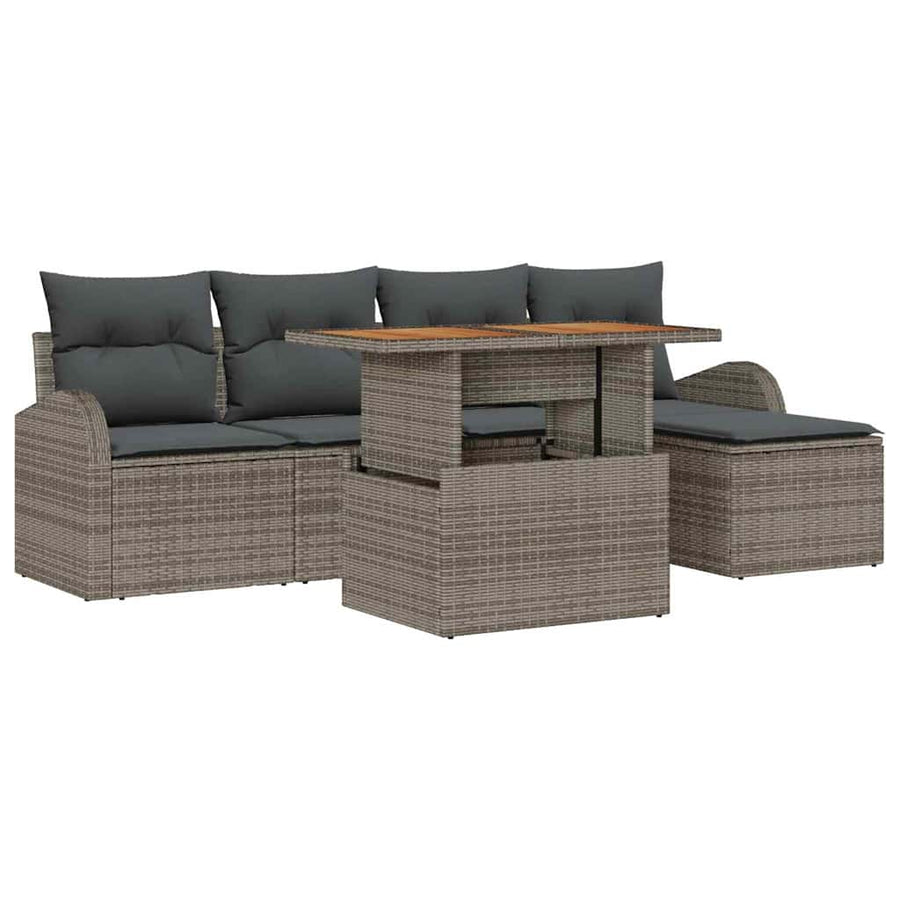 Garden Sofa Set 6 pcs Grey Poly rattan