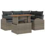 Garden Sofa Set with Storage 5 pcs Grey Poly rattan - Front View