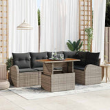 Garden Sofa Set with Storage 6 pcs Grey Poly rattan