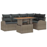 Garden Sofa Set with Storage 6 pcs Grey Poly rattan - Front View
