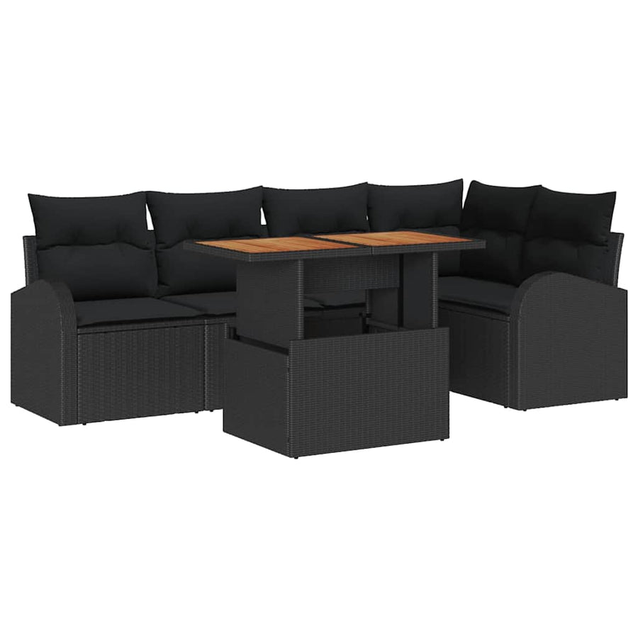 Garden Sofa Set 6 pcs Black Poly rattan