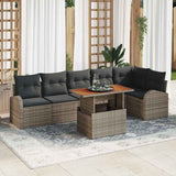 Garden Sofa Set with Storage 7 pcs Grey Poly rattan