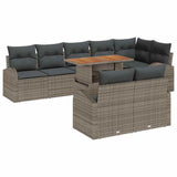 Garden Sofa Set with Storage 9 pcs Grey Poly rattan - Front View