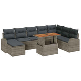 Garden Sofa Set with Storage 9 pcs Grey Poly rattan - Front View