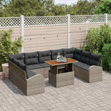 Garden Sofa Set with Storage 10 pcs Grey Poly rattan - Side View