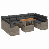 Garden Sofa Set with Storage 10 pcs Grey Poly rattan - Front View