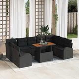 Garden Sofa Set with Storage 10 pcs Black Poly rattan