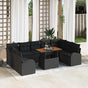 Garden Sofa Set 10 pcs Black Poly rattan