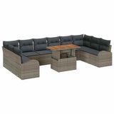Garden Sofa Set with Storage 11 pcs Grey Poly rattan - Front View