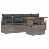 Garden Sofa Set with Storage 5 pcs Grey Poly rattan