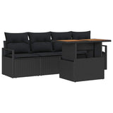 Garden Sofa Set with Storage 5 pcs Black Poly rattan