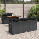 Garden Sofa Set with Storage 6 pcs Black Poly rattan - Side View