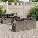 Garden Sofa Set with Storage 7 pcs Grey Poly rattan - Side View