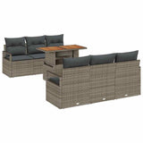 Garden Sofa Set with Storage 7 pcs Grey Poly rattan - Front View