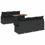 Garden Sofa Set with Storage 7 pcs Black Poly rattan - Front View
