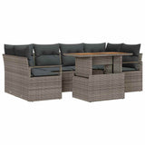 Garden Sofa Set with Storage 7 pcs Grey Poly rattan - Front View