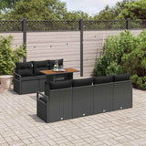 Garden Sofa Set with Storage 8 pcs Black Poly rattan - Side View