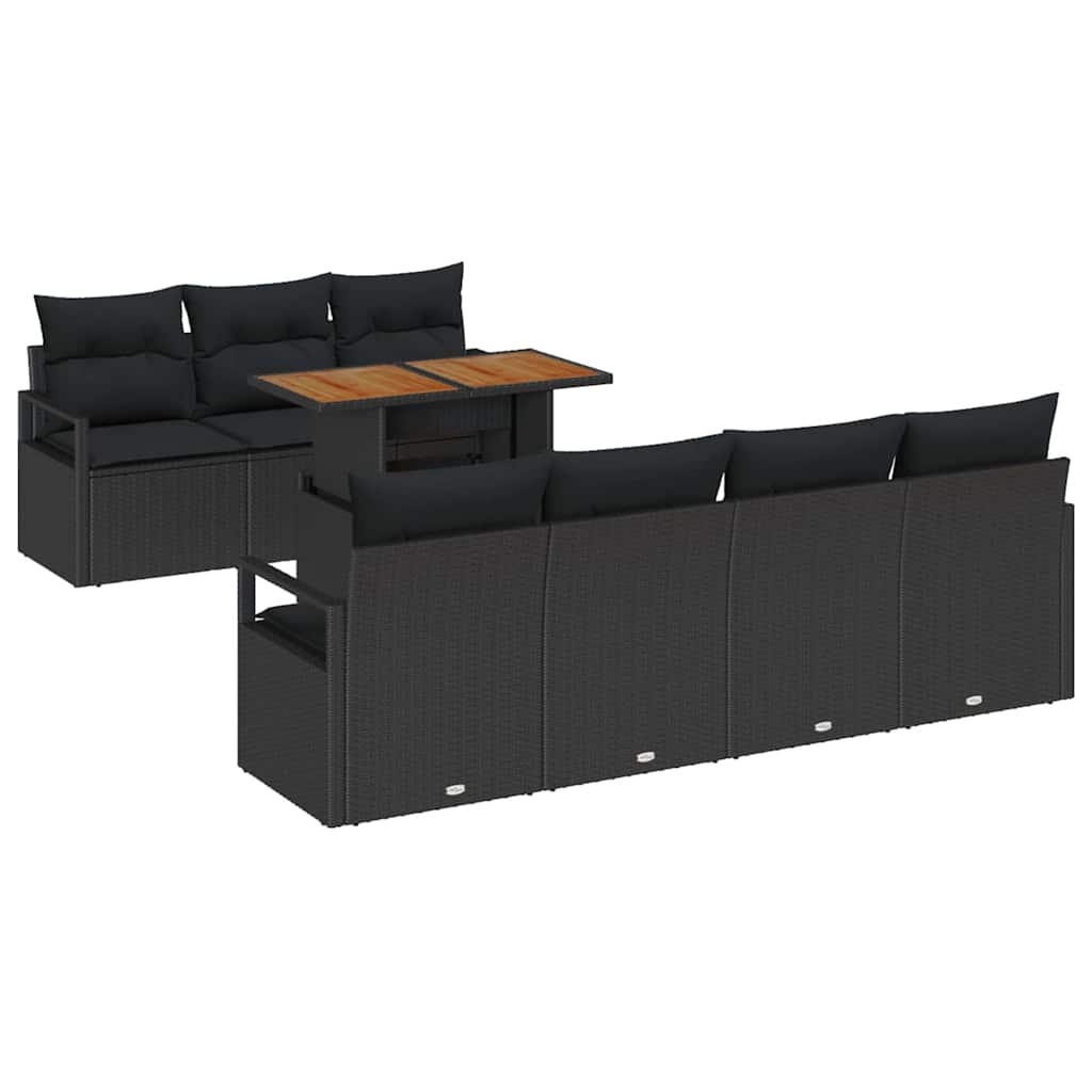 Garden Sofa Set with Storage 8 pcs Black Poly rattan