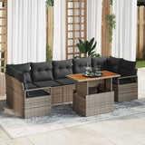 Garden Sofa Set 8 pcs Grey Poly rattan