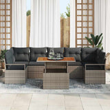 Garden Sofa Set with Storage 8 pcs Grey Poly rattan - Side View