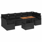 Garden Sofa Set 8 pcs Black Poly rattan