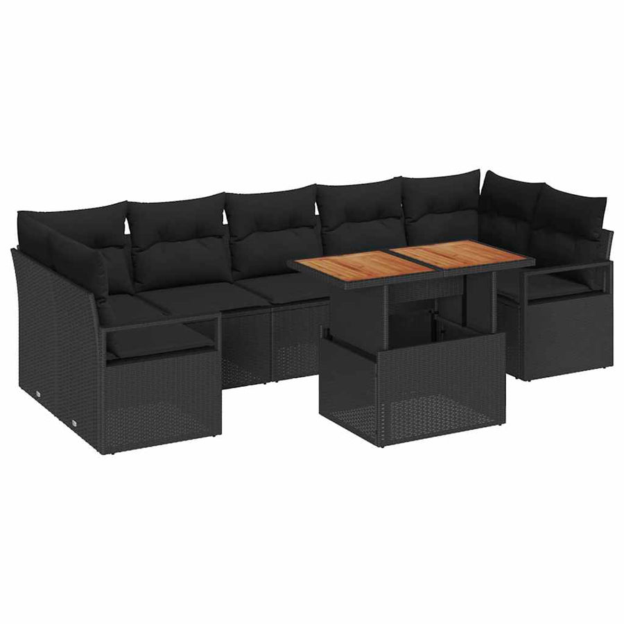 Garden Sofa Set 8 pcs Black Poly rattan